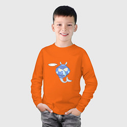 Лонгслив хлопковый детский Задумчивый скат, цвет: оранжевый — фото 2