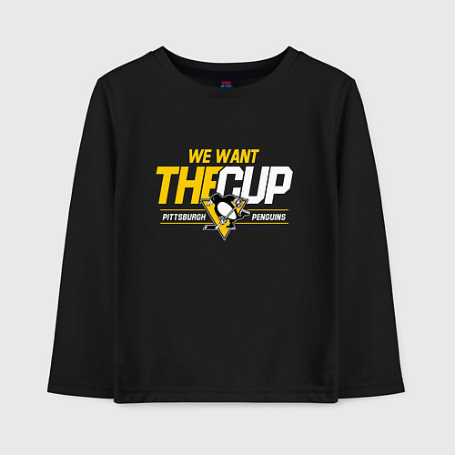 Детский лонгслив Pittsburgh Penguins we want the cup Питтсбург Пинг / Черный – фото 1