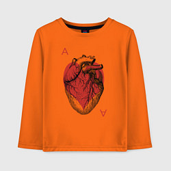 Лонгслив хлопковый детский Черви огромное сердце, цвет: оранжевый