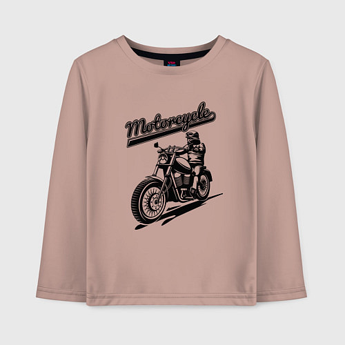 Детский лонгслив Motorcycle Cool rider / Пыльно-розовый – фото 1
