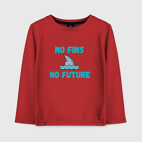 Детский лонгслив No future акула / Красный – фото 1