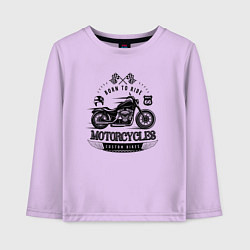 Лонгслив хлопковый детский Motorcycle Born to ride, цвет: лаванда
