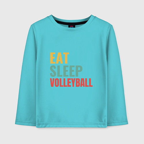 Детский лонгслив Eat - Sleep - Volleyball / Бирюзовый – фото 1