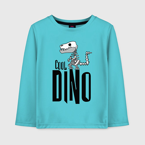 Детский лонгслив Cool Dino! / Бирюзовый – фото 1