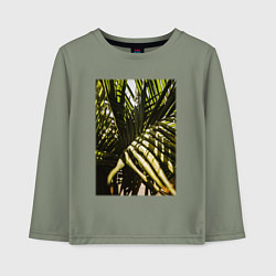 Лонгслив хлопковый детский Тропические Листья В Тени, цвет: авокадо