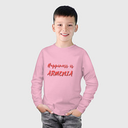 Лонгслив хлопковый детский Счастье - Армения, цвет: светло-розовый — фото 2