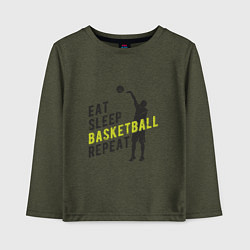 Лонгслив хлопковый детский Basketball Day, цвет: меланж-хаки