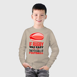 Лонгслив хлопковый детский Если бы регби было легким, его бы называли футболо, цвет: миндальный — фото 2