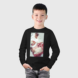 Лонгслив хлопковый детский BTSКорея, цвет: черный — фото 2