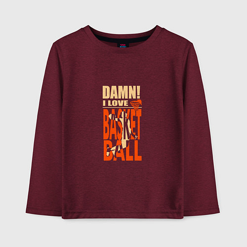 Детский лонгслив Damn - Basketball / Меланж-бордовый – фото 1