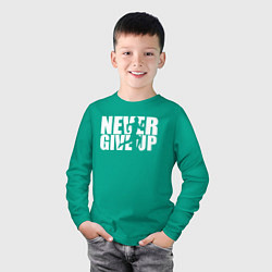 Лонгслив хлопковый детский NEVER GIVE UP НИКОГДА НЕ СДАВАЙСЯ СПОРТ, цвет: зеленый — фото 2