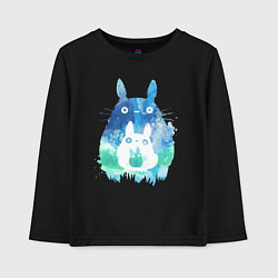 Лонгслив хлопковый детский Семья кроликов Акварель, цвет: черный