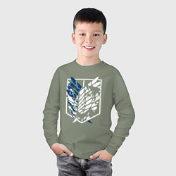 Лонгслив хлопковый детский Образ лица Эрена attack on titan, цвет: авокадо — фото 2