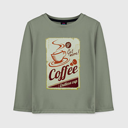 Лонгслив хлопковый детский Coffee Cup Retro, цвет: авокадо