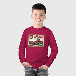 Лонгслив хлопковый детский Indian motorcycle 1901, цвет: маджента — фото 2