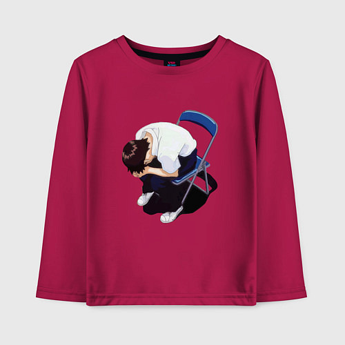Детский лонгслив Синдзи Икари на стуле / Маджента – фото 1