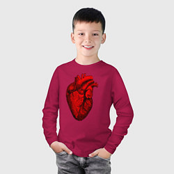 Лонгслив хлопковый детский Сердце анатомическое, цвет: маджента — фото 2
