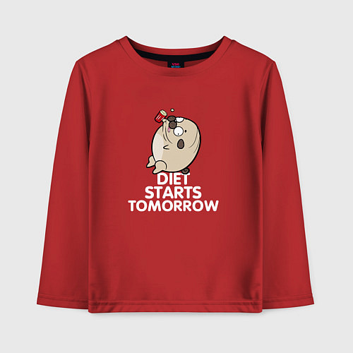 Детский лонгслив Pug Diet Starts Tomorrow / Красный – фото 1