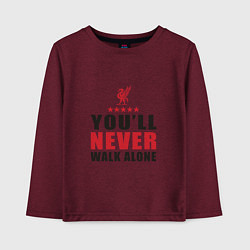 Лонгслив хлопковый детский Liverpool - Never Walk Alone, цвет: меланж-бордовый