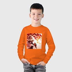 Лонгслив хлопковый детский Каэдэхара Кадзуха с котенком Геншин Импакт, цвет: оранжевый — фото 2