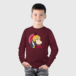 Лонгслив хлопковый детский American Psyduck, цвет: меланж-бордовый — фото 2