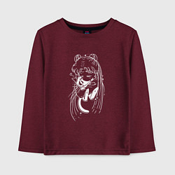 Лонгслив хлопковый детский Сейлор обнимает Луну, цвет: меланж-бордовый