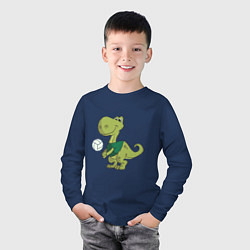 Лонгслив хлопковый детский Volleyball Dinosaur, цвет: тёмно-синий — фото 2