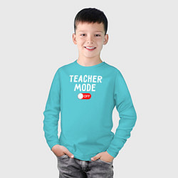 Лонгслив хлопковый детский Учительский мод отключен, цвет: бирюзовый — фото 2