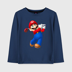 Лонгслив хлопковый детский Марио - крутейший гольфист Super Mario, цвет: тёмно-синий