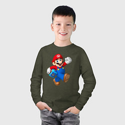 Лонгслив хлопковый детский Super Mario Hero!, цвет: меланж-хаки — фото 2