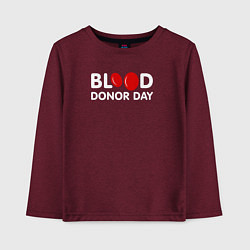Лонгслив хлопковый детский Blood Donor Day, цвет: меланж-бордовый