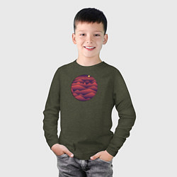 Лонгслив хлопковый детский Горный Закат, цвет: меланж-хаки — фото 2
