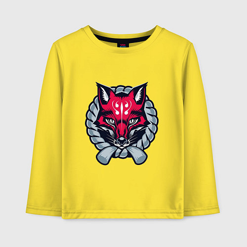 Детский лонгслив Эмблема Кицунэ / Желтый – фото 1