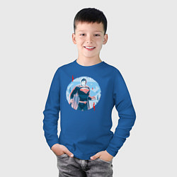 Лонгслив хлопковый детский Фигура Супермена, цвет: синий — фото 2