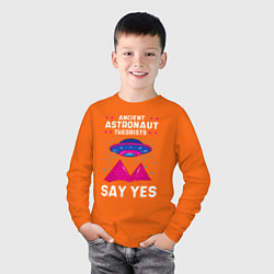 Лонгслив хлопковый детский Ancient Astronaut Theorist Say Yes, цвет: оранжевый — фото 2