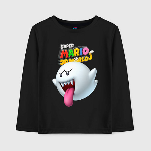 Детский лонгслив Boo Super Mario 3D World Nintendo / Черный – фото 1