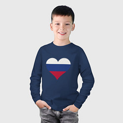 Лонгслив хлопковый детский Сердце - Россия, цвет: тёмно-синий — фото 2