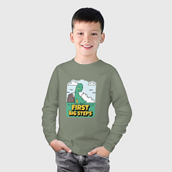 Лонгслив хлопковый детский БРОНТОЗАВРИК МАЛЫШ, цвет: авокадо — фото 2