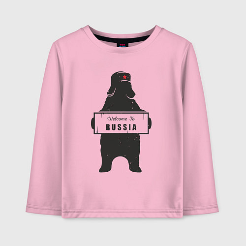 Детский лонгслив Russia - Bear / Светло-розовый – фото 1