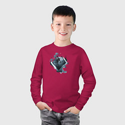 Лонгслив хлопковый детский Горные Лыжи, цвет: маджента — фото 2