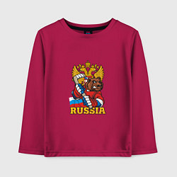 Лонгслив хлопковый детский Хоккей - Russia, цвет: маджента