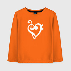 Лонгслив хлопковый детский Сердце Скрипичный и Басовый Ключи, цвет: оранжевый