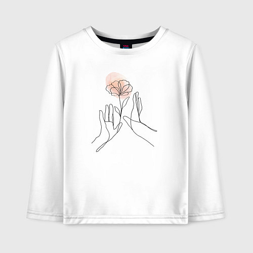 Детский лонгслив Цветок в руках / Белый – фото 1