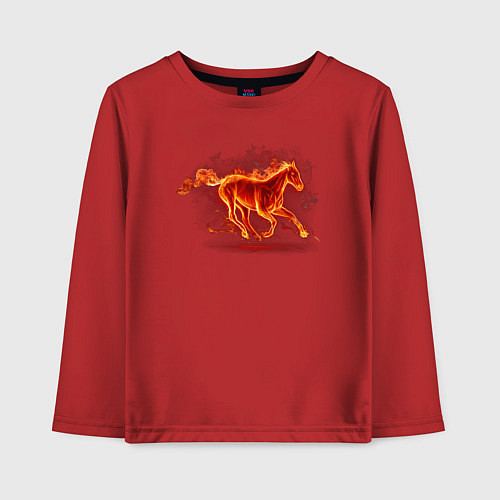 Детский лонгслив Fire horse огненная лошадь / Красный – фото 1