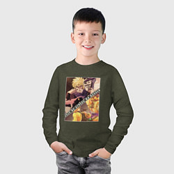 Лонгслив хлопковый детский Дио Брандо из ДжоДжо, цвет: меланж-хаки — фото 2