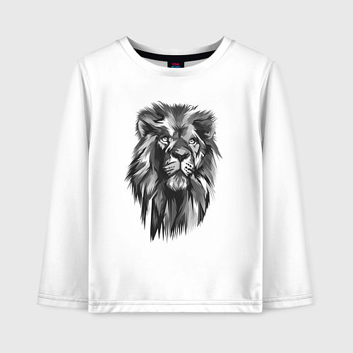 Детский лонгслив Черно-белая голова льва / Белый – фото 1