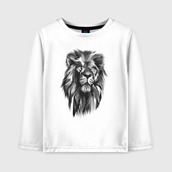 Лонгслив хлопковый детский Черно-белая голова льва, цвет: белый