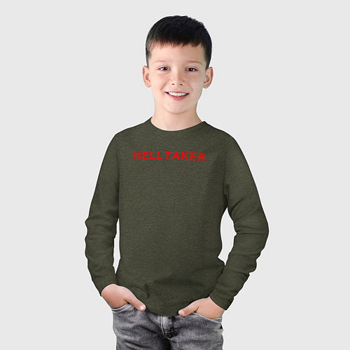 Детский лонгслив Helltaker logo / Меланж-хаки – фото 3