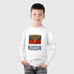 Лонгслив хлопковый детский Russia - Союз, цвет: белый — фото 2