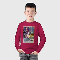 Лонгслив хлопковый детский Южная Корея Сеул Пусан, цвет: маджента — фото 2